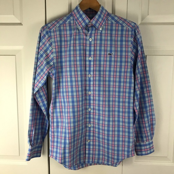 Vineyard Vines Slim Fit Whale Shirt Plaid Blue XS - Picture 2 of 6